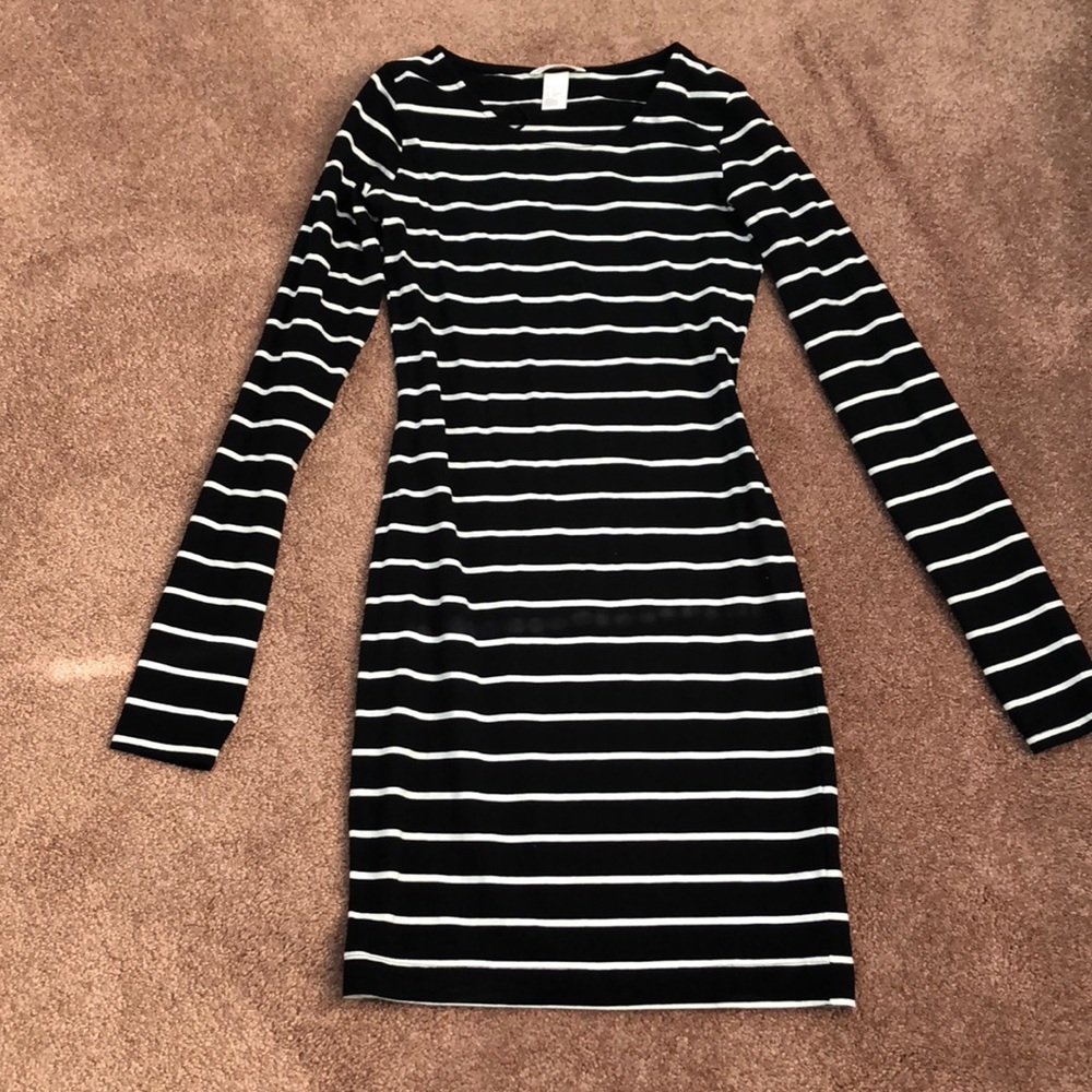Black dress with white stripes- x-small